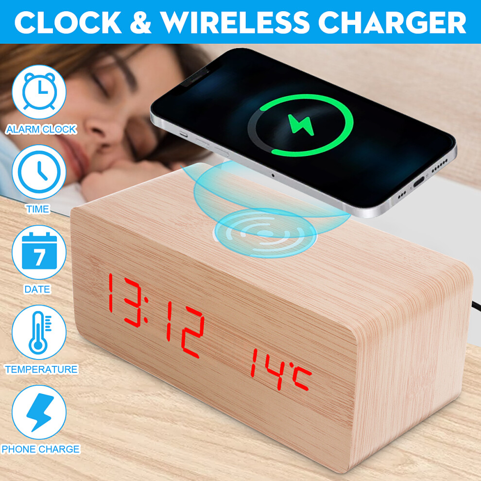 Bakeey 10W Wireless Charging Alarm Clock For Iphone 12 For Samsung Galaxy Note S20 Ultra Huawei Mate40 Oneplus 8 Pro 6900086009123