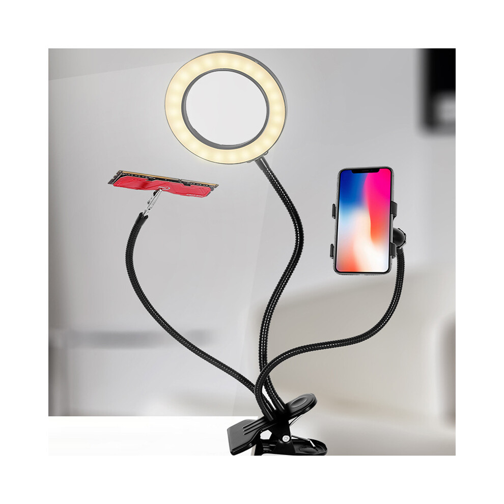 Flexible Arm Stepless Dimmable 3 Color Modes 10X LED Magnifying Lamp with Clamp