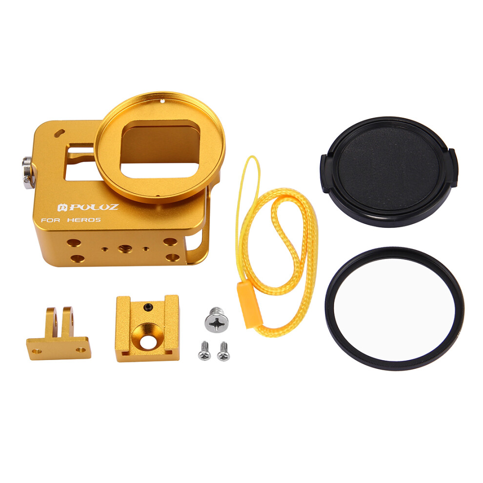 Puluz Pu183 Housing Shell Cnc Aluminum Alloy Protective Cage For Gopro Hero6 Hero5 With 52Mm Uv Lens 714046468099