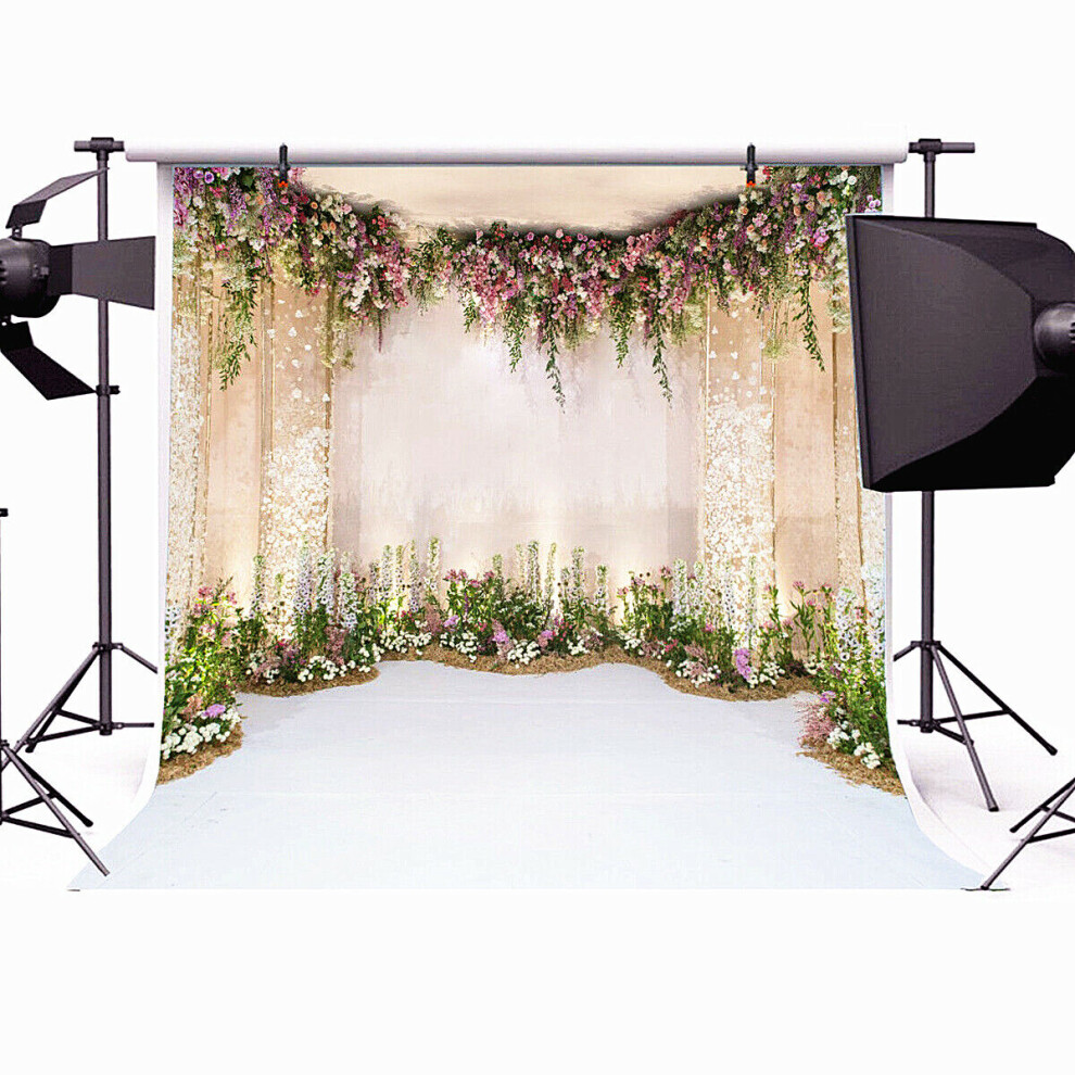 8X8ft Flowers Wall Scene Wedding Backdrop Background Photography Studio Prop 728603360788