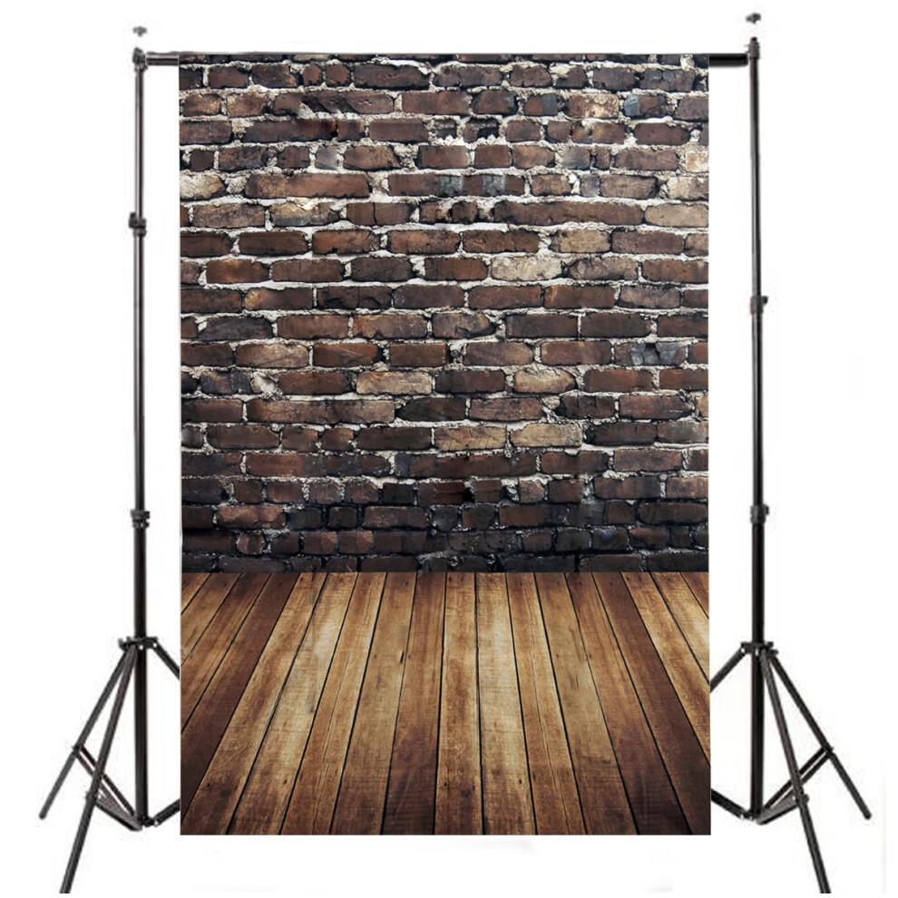 5X7ft Vinyl Brick Wall Wood Floor Photography Backdrop Background Studio Prop Brown 190268652889