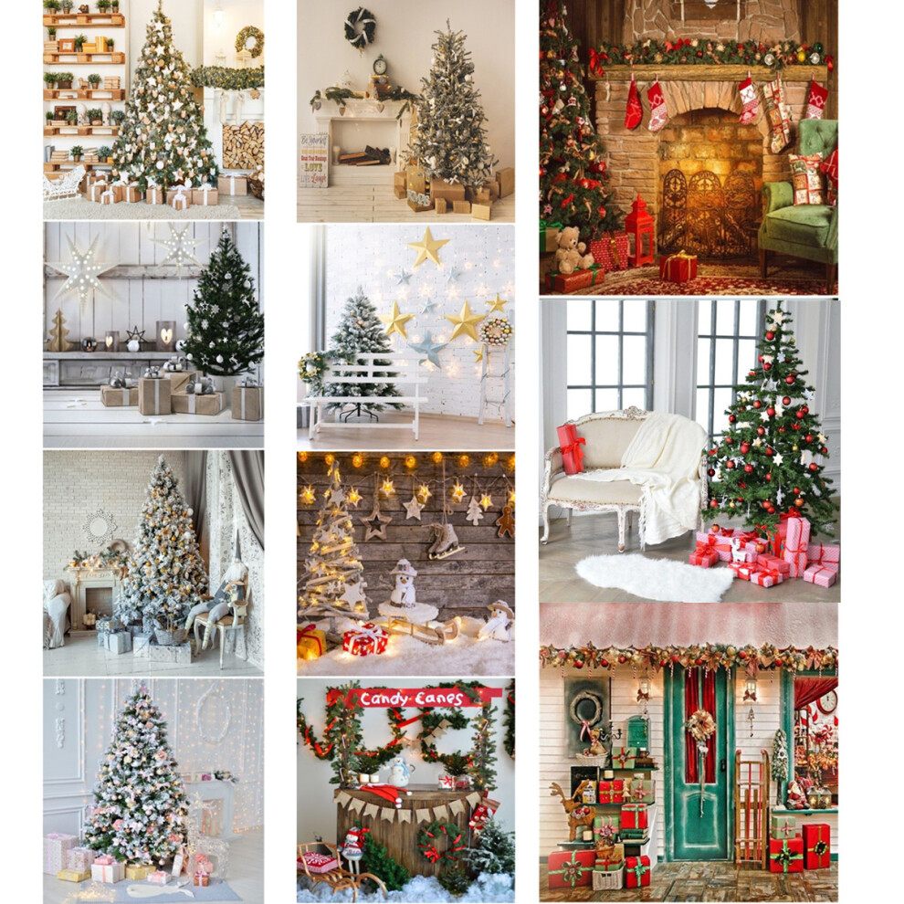 8X8ft 10X10ft Vinyl Christmas Tree Winter Snow Gift Photography Backdrop Background Studio Prop 785421865246