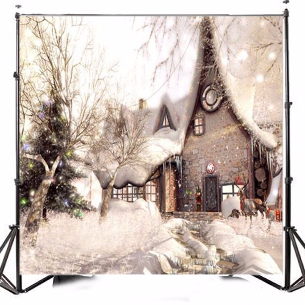 10X10ft Vinyl Christmas Snow Building Photography Backdrop Background Studio Prop 190268836128