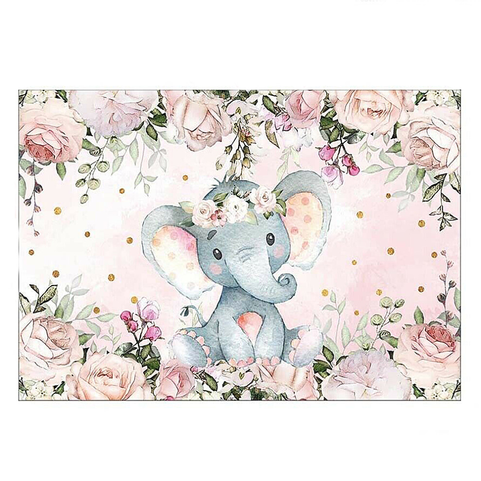 220X150cm 150X100c Girl Elephant Baby Shower Backdrop Vinyl Elephant Photography Background Photo Props 690132318793