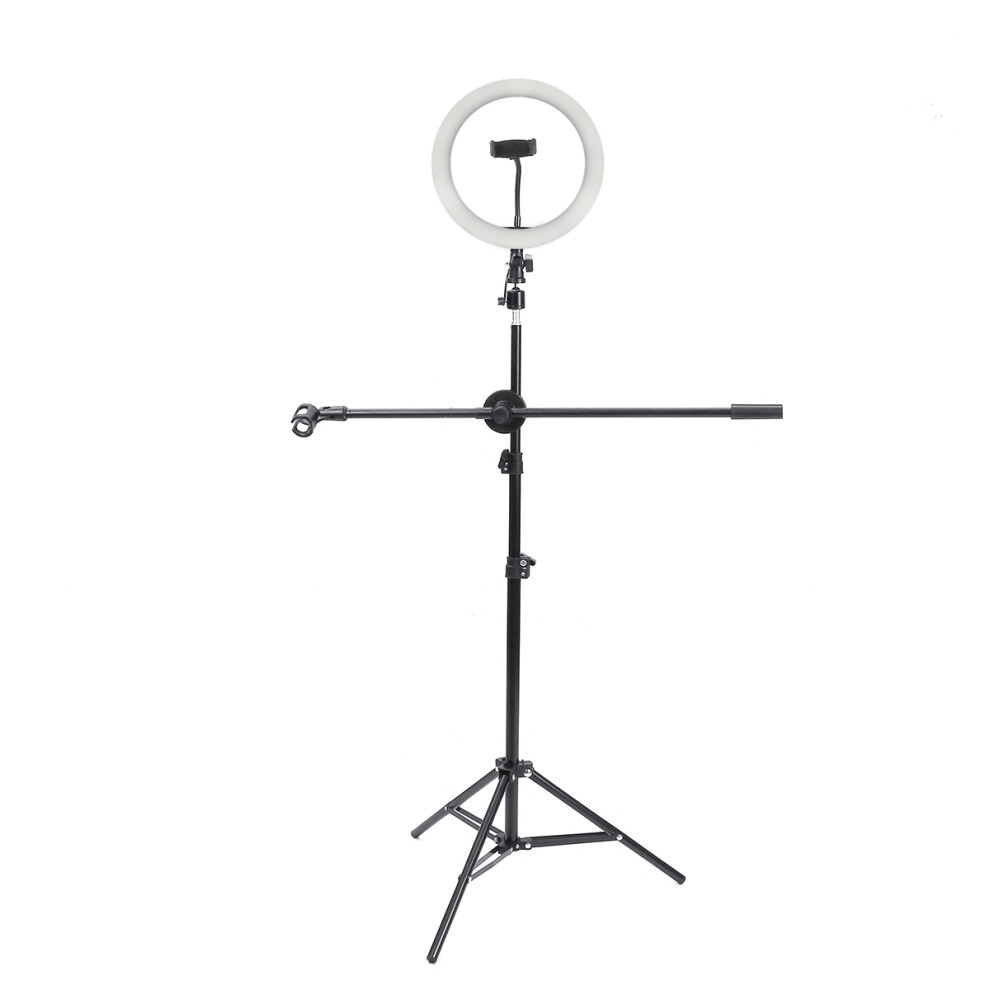 Led Beauty Selfie Video Ring With Microphone Pole 160Cm Tripod Stand Bluetooth Shutter Phone Clip Light 300028105085