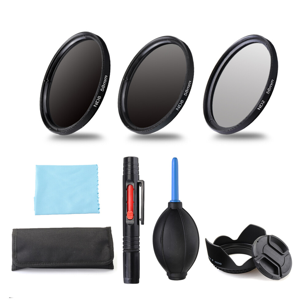 Nd2 4 8 49 52 55 58 62 67 72 77Mm Lens Filter Storage Bag Lens Hood Cap Blower Brush Kit Set Light 6900061795218