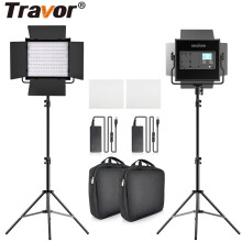 Travor L4500K Bi color 2 Set LED Video Light Kit Professional Camera Light Dimmable Fill Light Video with Tripod and Bag