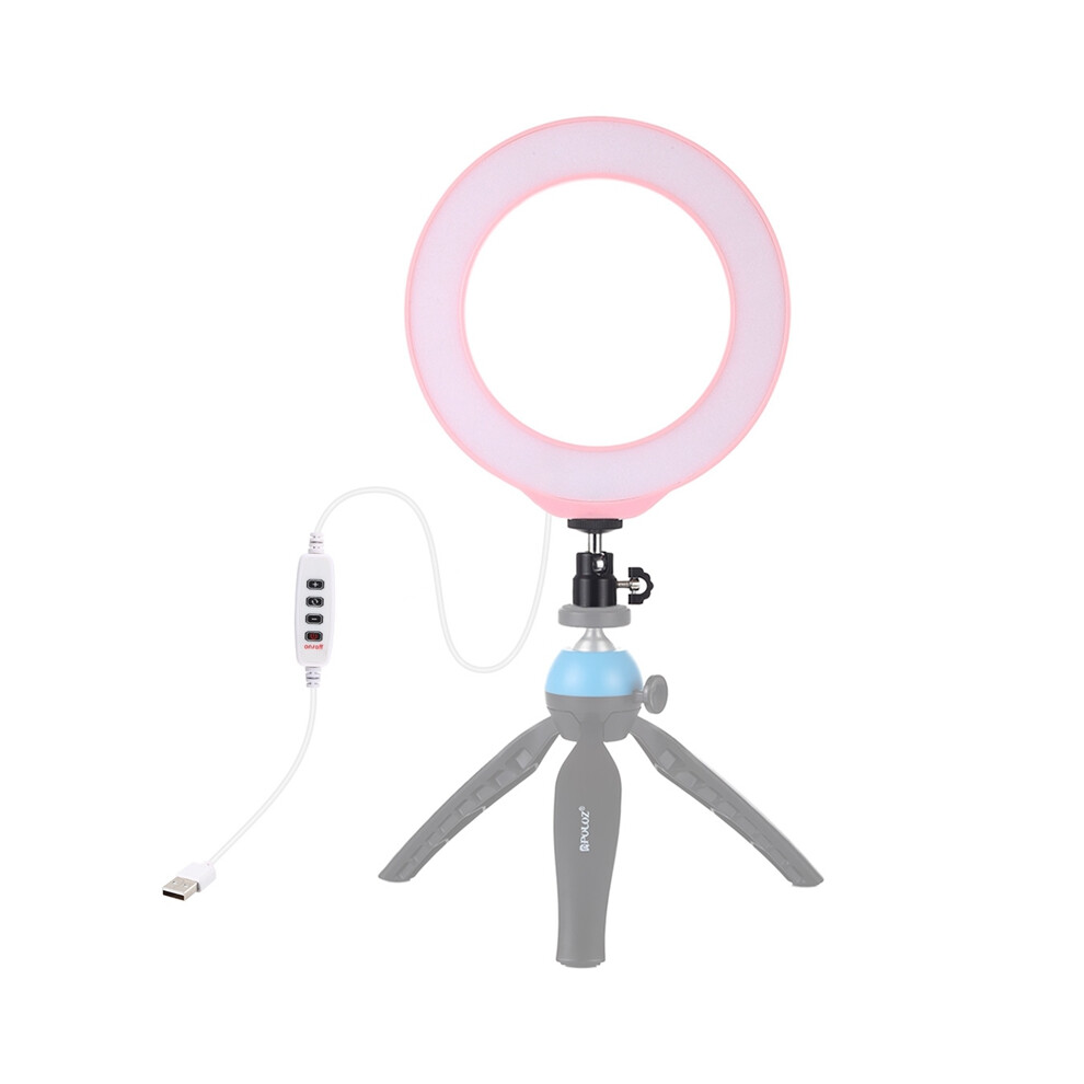 Puluz Pu378f Usb 6.2 Inch 3 Modes 3200K 5500K Dimmable Led Video Ring With Cold Shoe Tripod Ball Head Light 6914215502195