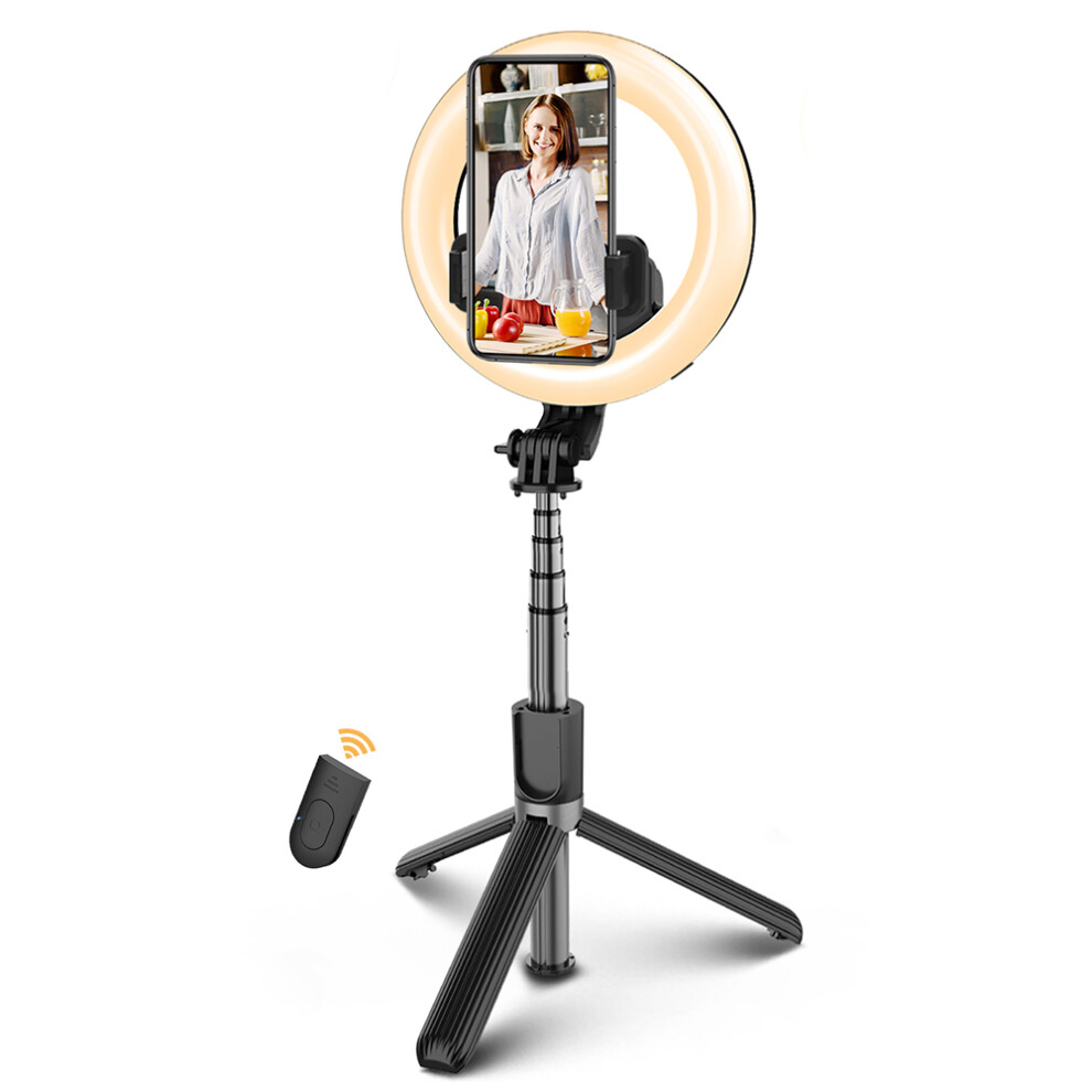 Elegiant Eg 09 Bluetooth Selfie Stick 4 In 1 Led Ring With Tripod Beauty Fill For Gopro Camera 3.7 6.8 Inch Mobile Cell Phone Youtube Tik Light 6906141481675