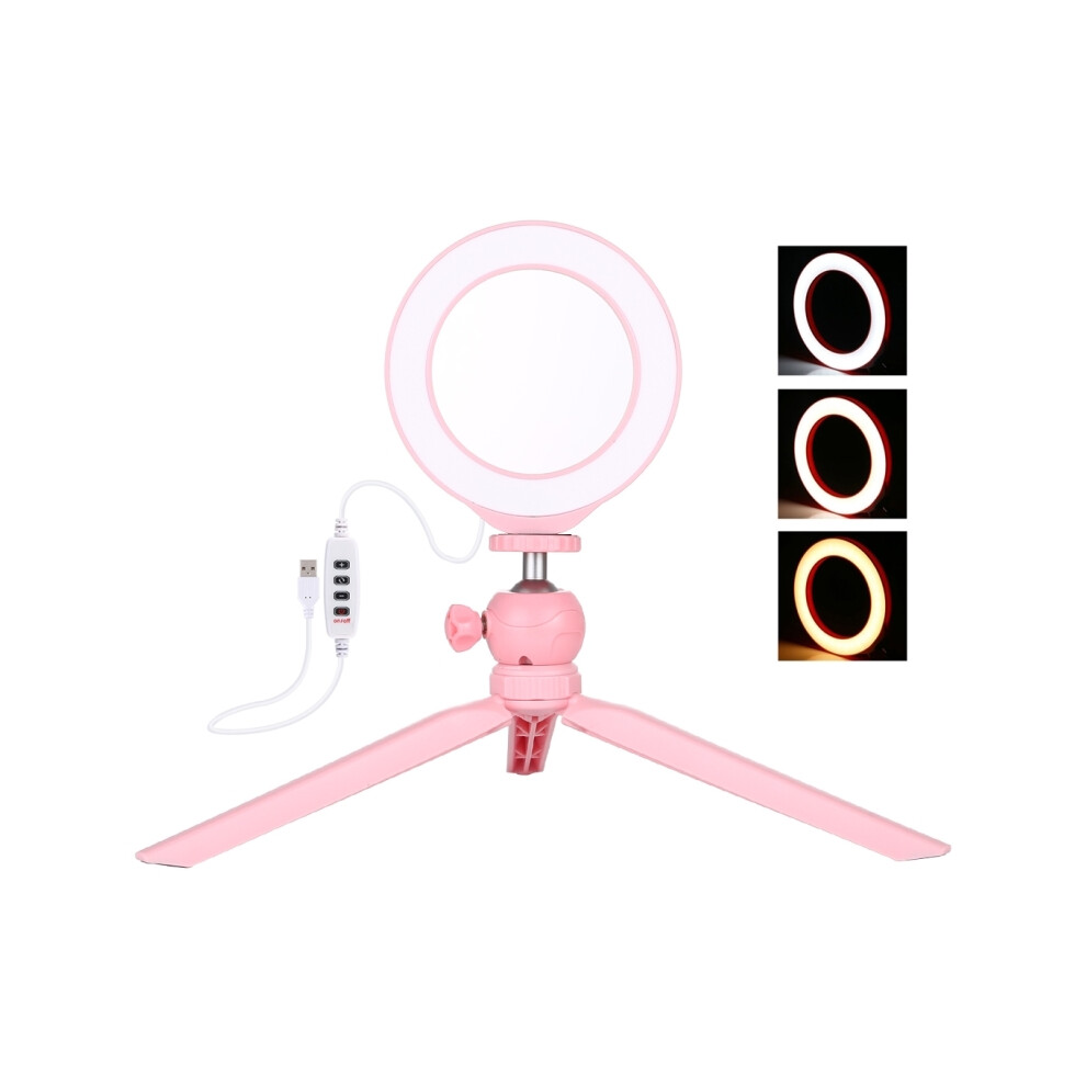 Puluz Pu377f 4.7 Inch 12Cm Led Ring Photography + Desktop Tripod Mount Usb 3 Modes Dimmable Video S With Cold Shoe Tripod Ball Head Light 764653239391
