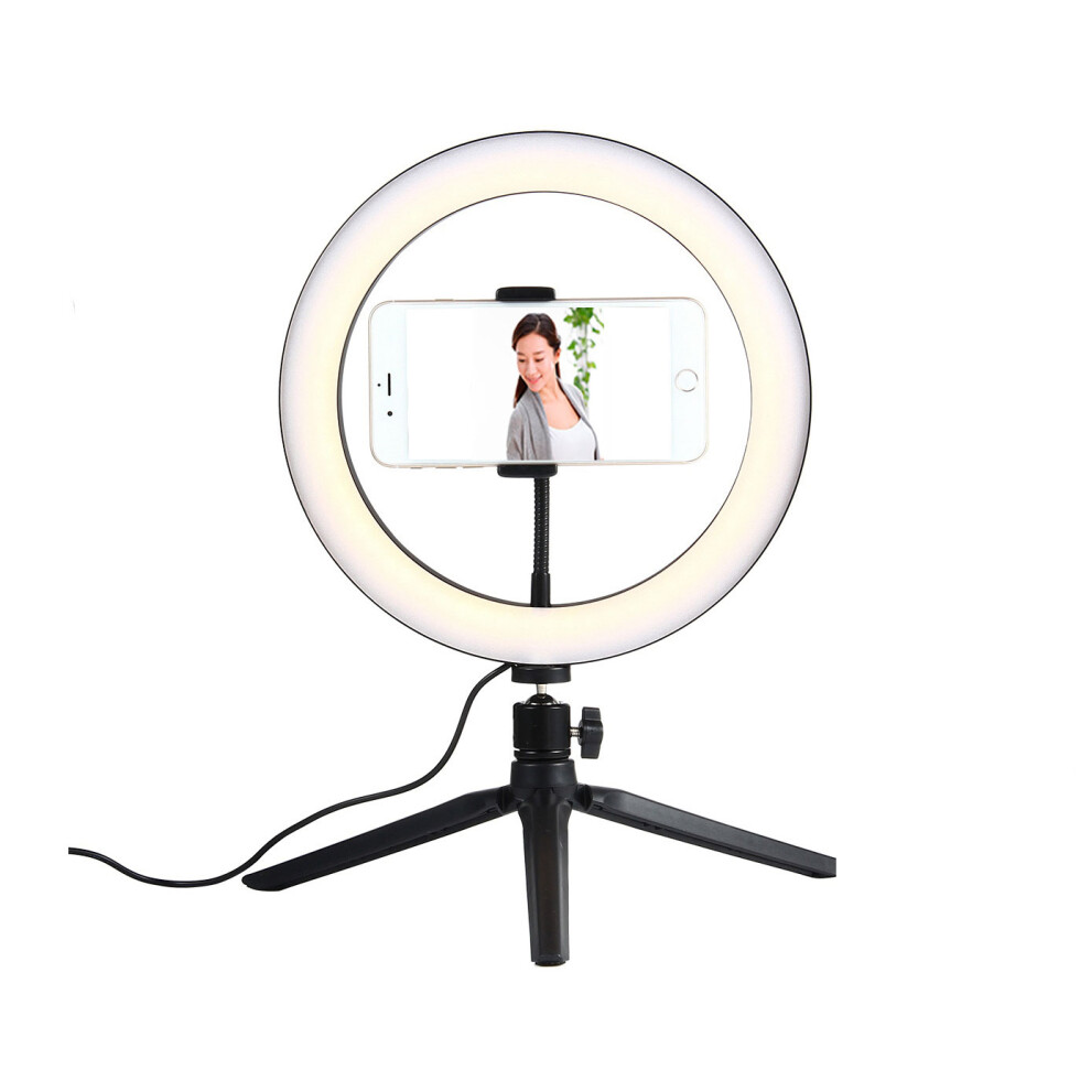 10 Inch Led Dimmable 3200K 5500K Video Ring With Phone Clip Tripod Head Mini Tripod Light 755969834769