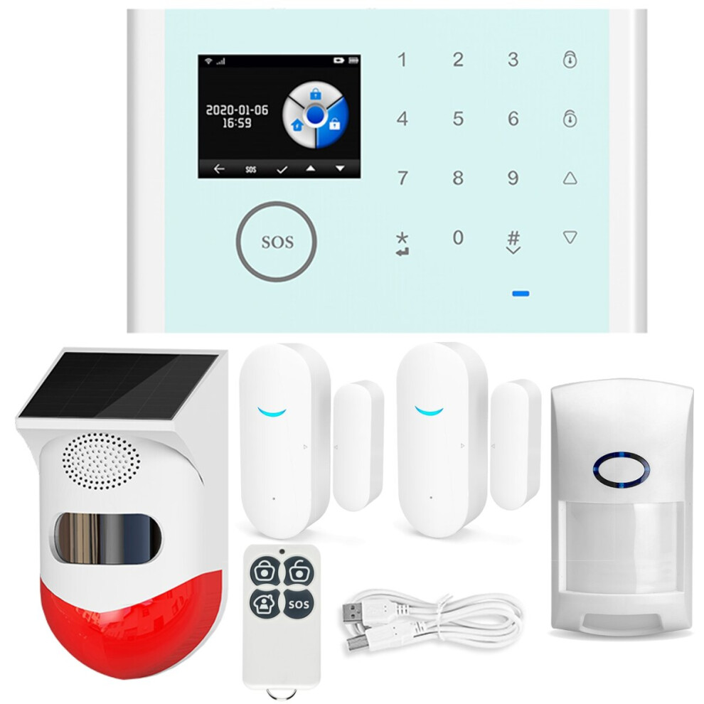 Wifi Gsm Wireless Smart Solar Alarm System Door Home Security Sim Card En Ru Es Pl De Switchable Remote Control 6906144031129