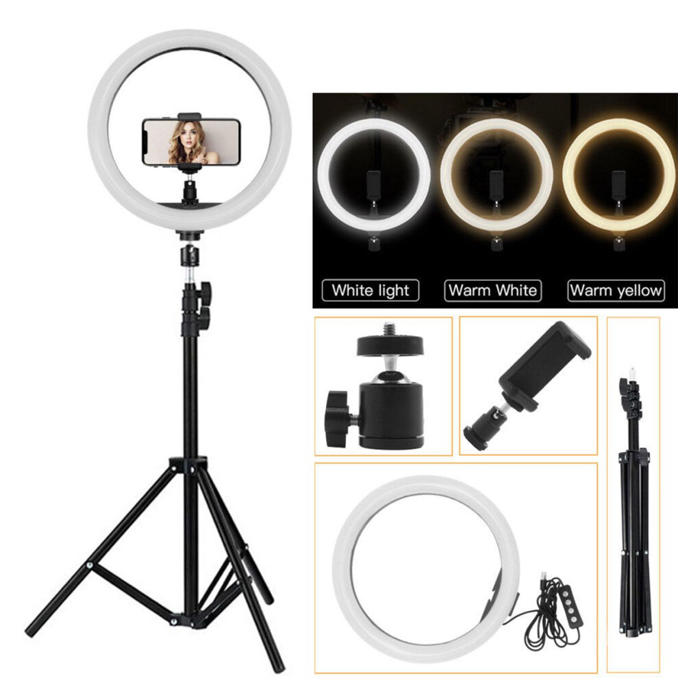 Portable Led Ring Tripod Stand Live Selfie Holder Usb Plug 10 Inch Fill For Youtube Tiktok Vk Vlog Makeup Light 3796736875209