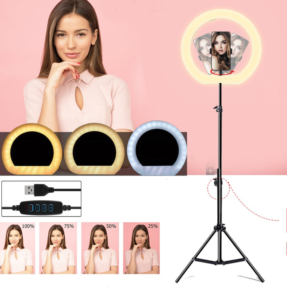 Led Ring Dimmable Selfie Lamp Tripod Stand Phone Holder Usb Powered For Vlog Youtube Tiktok Vk Makeup Video Light 194698022212