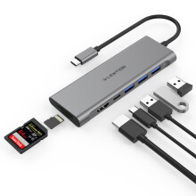 Lention 7 IN 1 Multifunctional USB C HUB Docking Station Adapter with 4K HDMI HD Display 3 * USB3.0 PD SD Micro SD Card Reader Slot