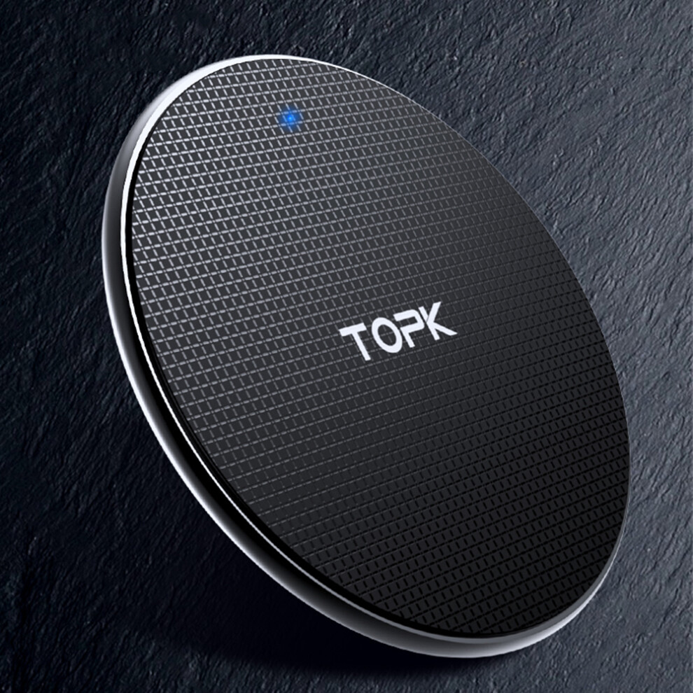 Topk 10W Led Fast Charging Mini Wireless Charger Pad For Iphone 11 X Pro Xiaomi Mi9 Mi8 Huawei Oppo Pocophone Red/Black 6900060920635
