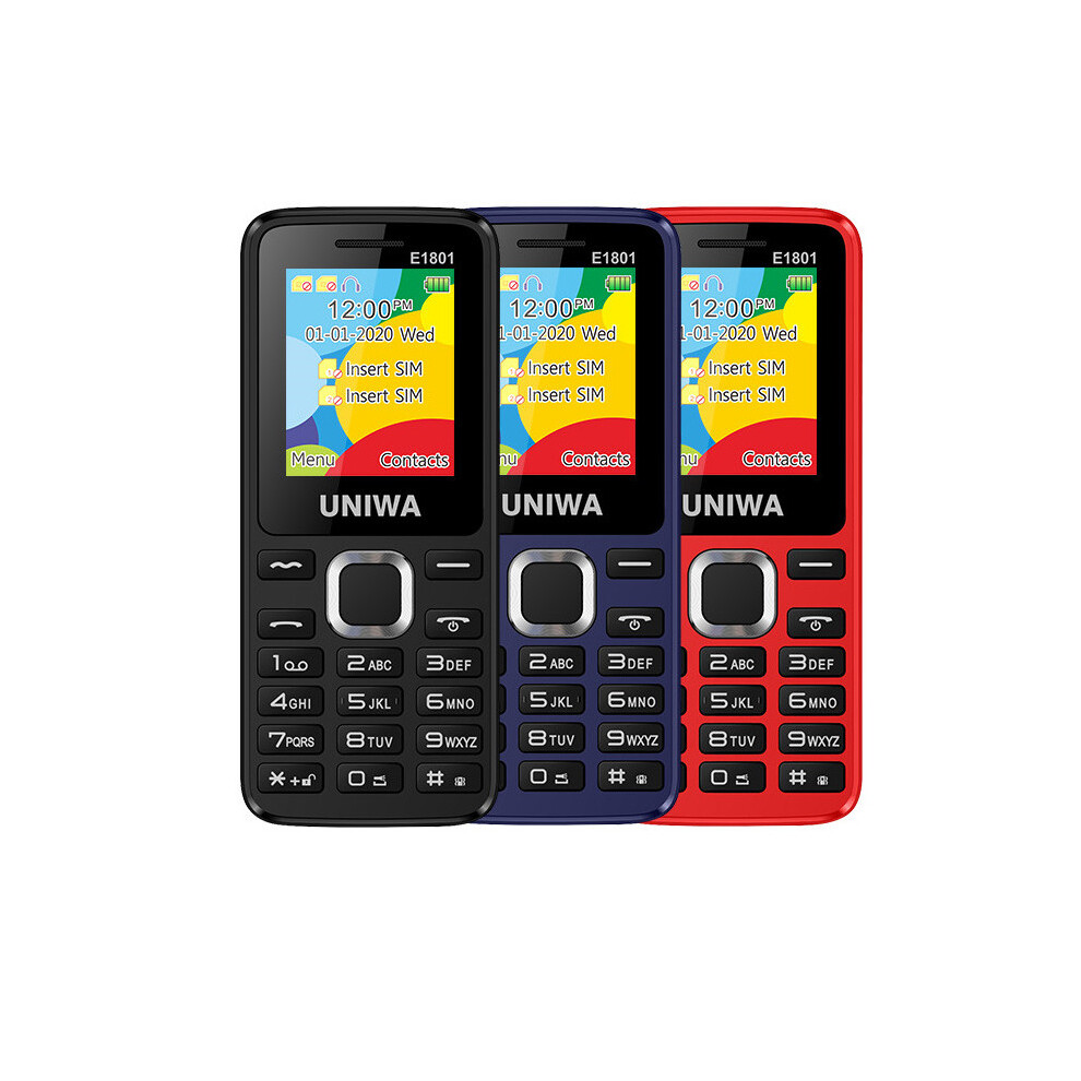 Uniwa E1801 1.77 Inch 800Mah Wireless Fm Radio Bluetooth Flashlight Dual Sim Dual Standby Feature Phone 6900077269031