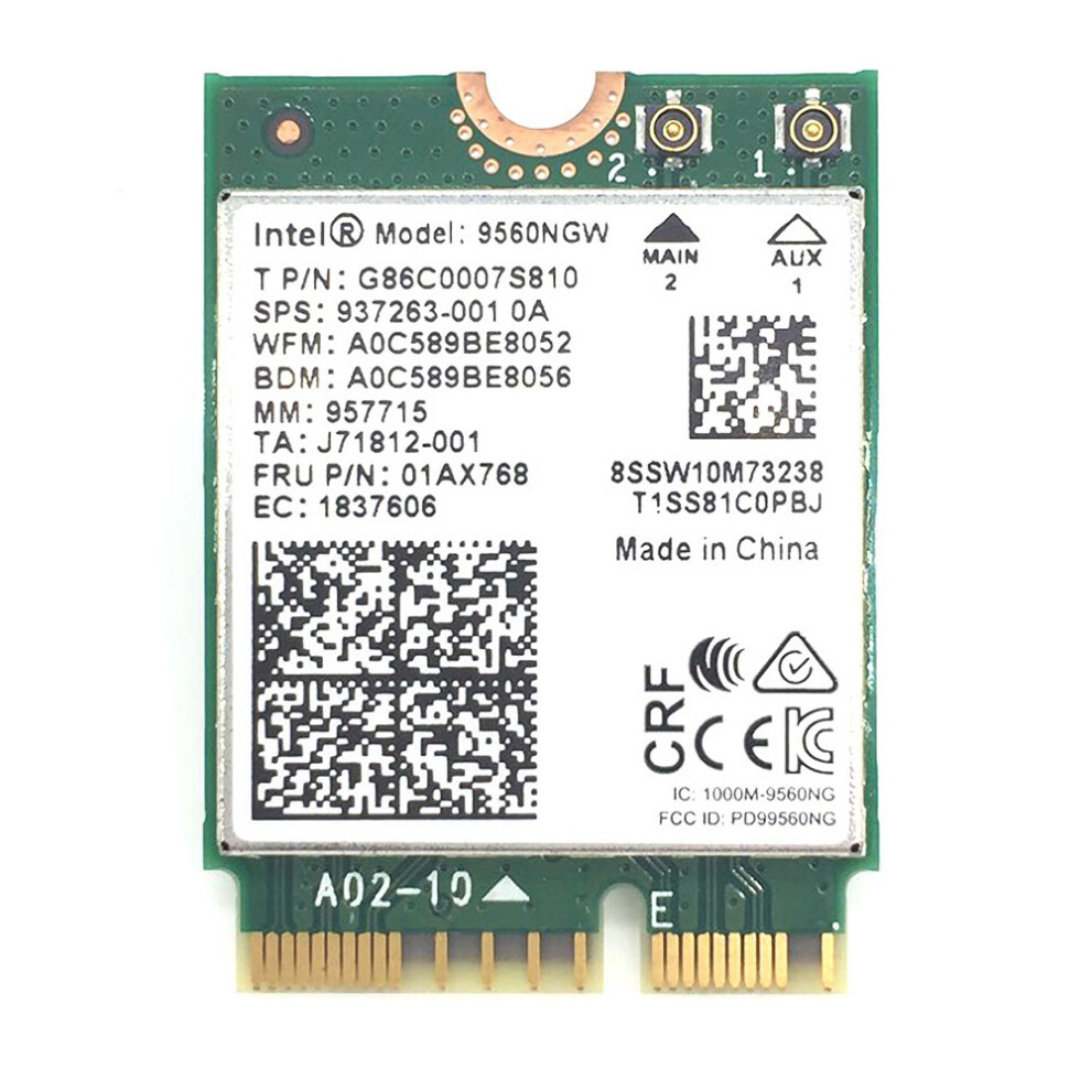 Intel 9560Ngw 9560Ac Ngff Cnvio Wireless Network Card 1.73Gbps Dual Band 5G Bluetooth 5.0 Mu Mimo Internal Adapter Card 6906143201295