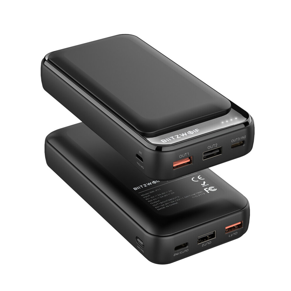 Blitzwolf Bw P11 Upgraded Version 20000Mah 20W Pd 18W Qc3.0 Power Bank External Battery Power Supply For Iphone 13 13 Mini 13 Pro Max 12 12 Mini 12 P Black 6900054682778