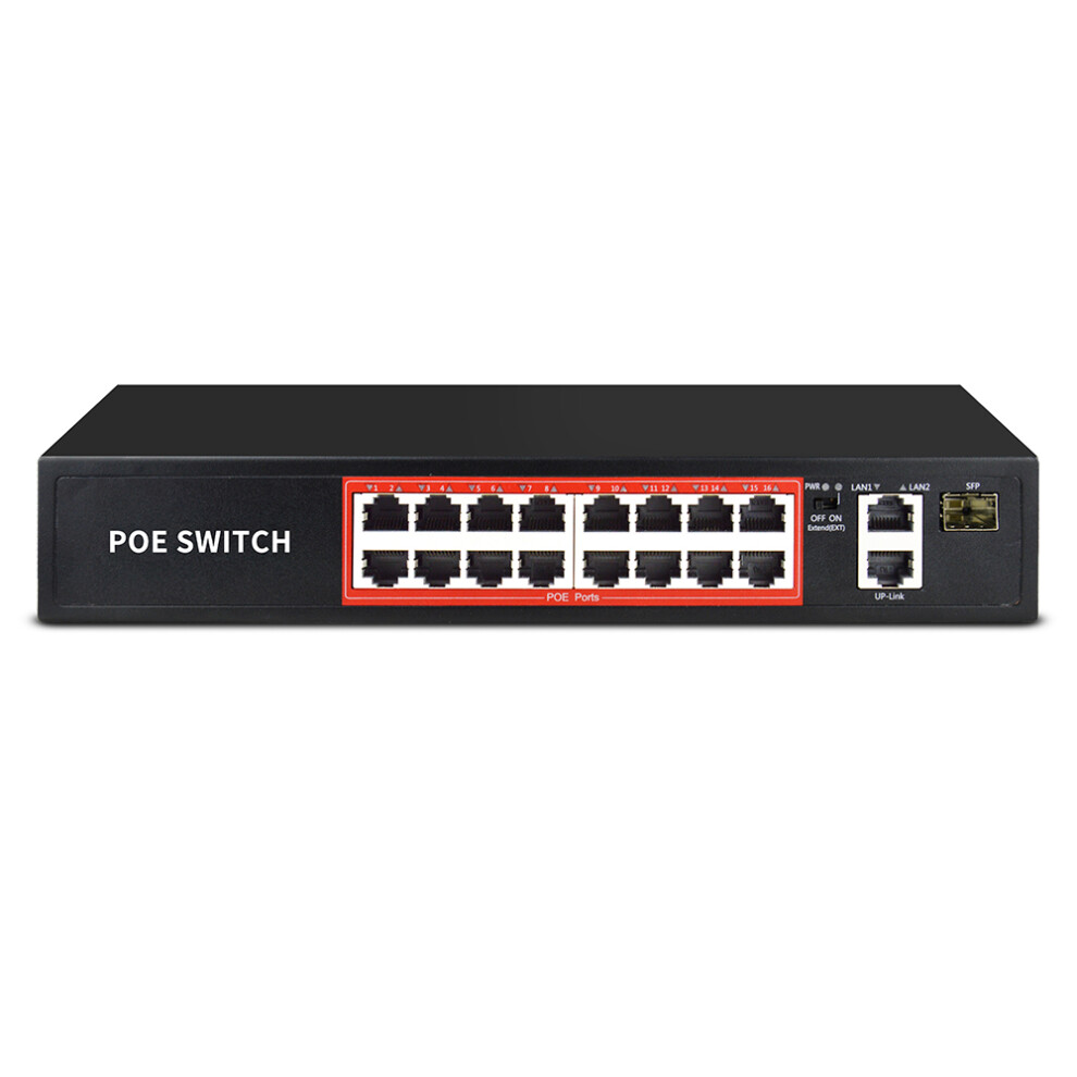 16+2 Poe 1000M Network Switch 240W 48V 16 Poe Ports 2 Uplink Sfp Slot 250M Transmission For Ip Camera Wireless Ap Poe Camera 6900082670716