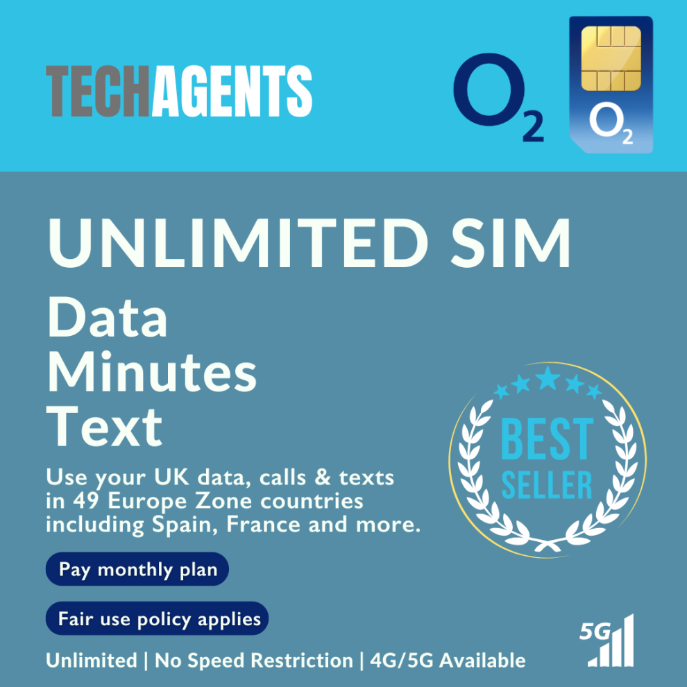 O2 Sim Card Unlimited Data Unlimited Minutes & texts