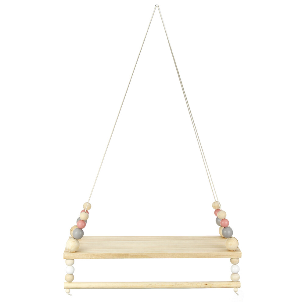 Nordic Style Wooden Beads Wall Hanging Storage Shelf Bookshelf Nursery Kid Bedroom Wooden Decorations Stand
