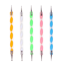 5Pcs Color Handle Dotting Tools Spiral Rod Double end Point Nail Pen Indentation Pen Point Flower Drill Tool