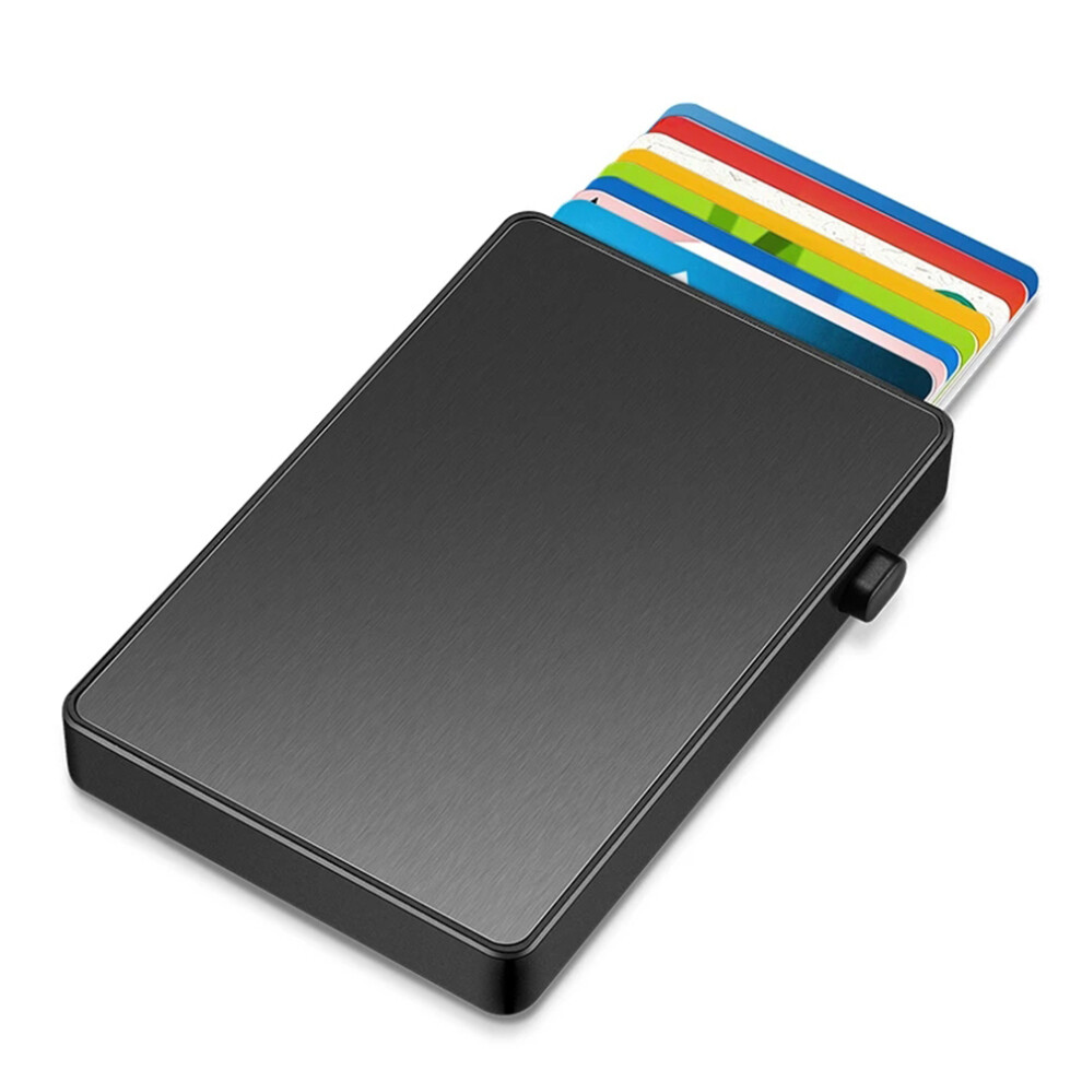 New Bring Metal Card Holder Aluminum Alloy Extra Thin One Tap To Popup Design Card Holder RFID Blocking Card Cash Wallet