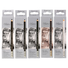 Marco 12Pcs Wood Drawing Sketch Pencil Set Soft Charcoal Pencils Pen Black White Brown for Student Sketching Professional Art Supplies