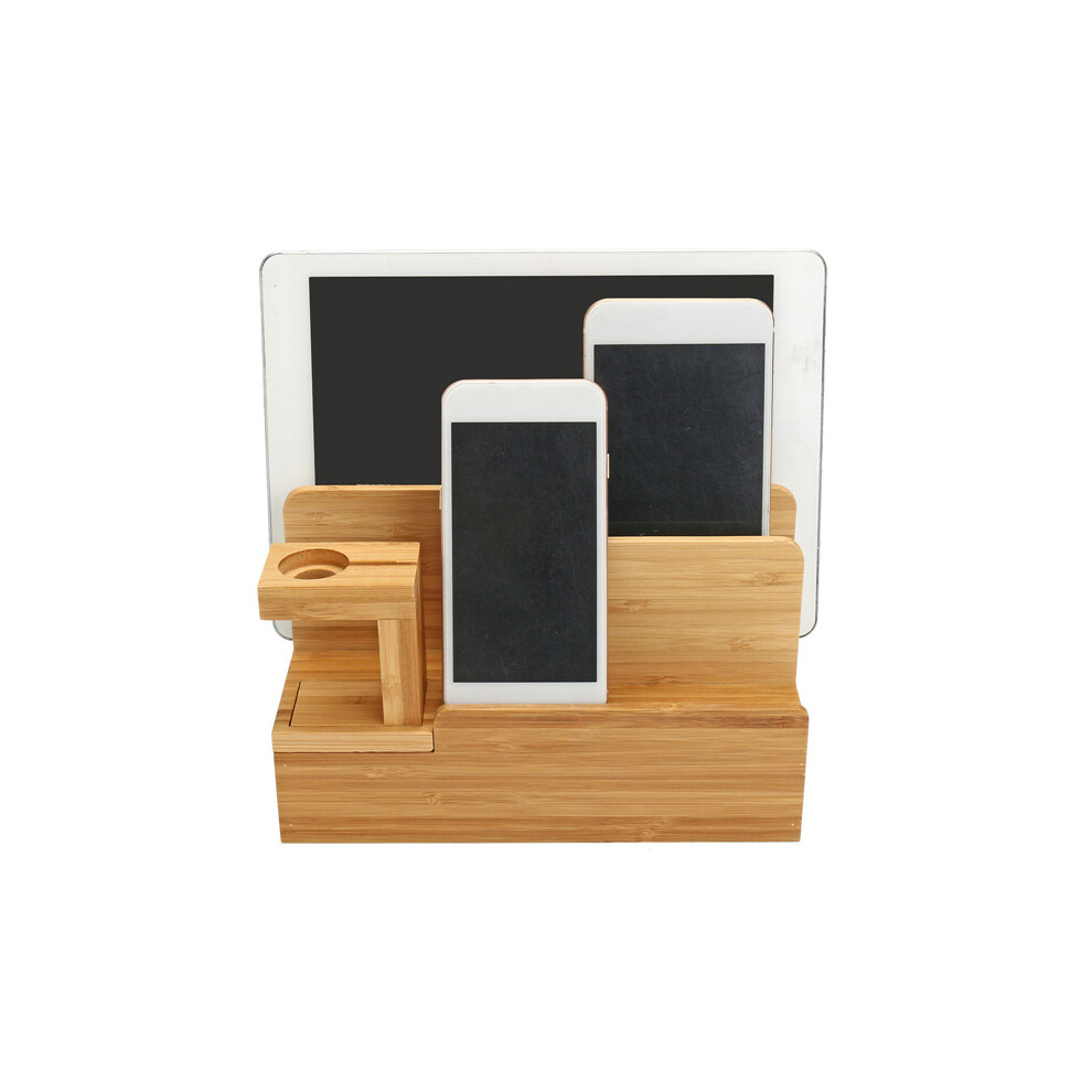 Bamboo Charging Dock Stand Holder Organizer For Apple Watch Smart Phone Tablet 608442119948