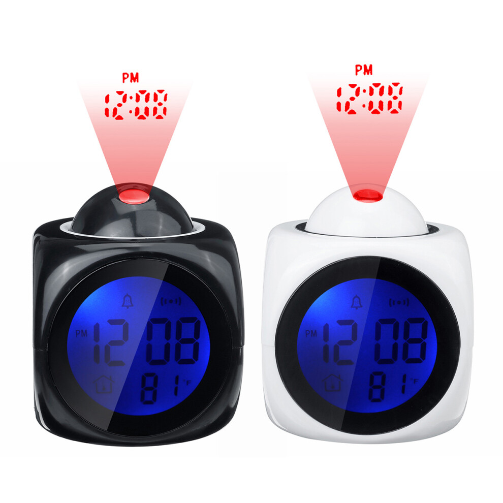 Digital Projection Alarm Clock LCD Display Voice Talking Home LED Projector