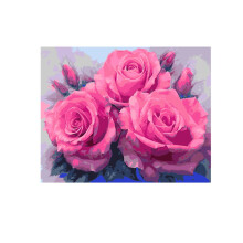 Wooden Framed Paint by Number Kit DIY Painting Pink Roses Flowers Hanging Pictures Home Wall Decoration Supplies
