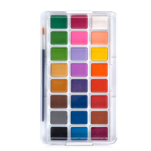 Deli 73870 24 Colors Solid Water Color Pigment Set Portable Hand painted Watercolor Pigment with Painting Brushes School Art Painting Tools Supplies