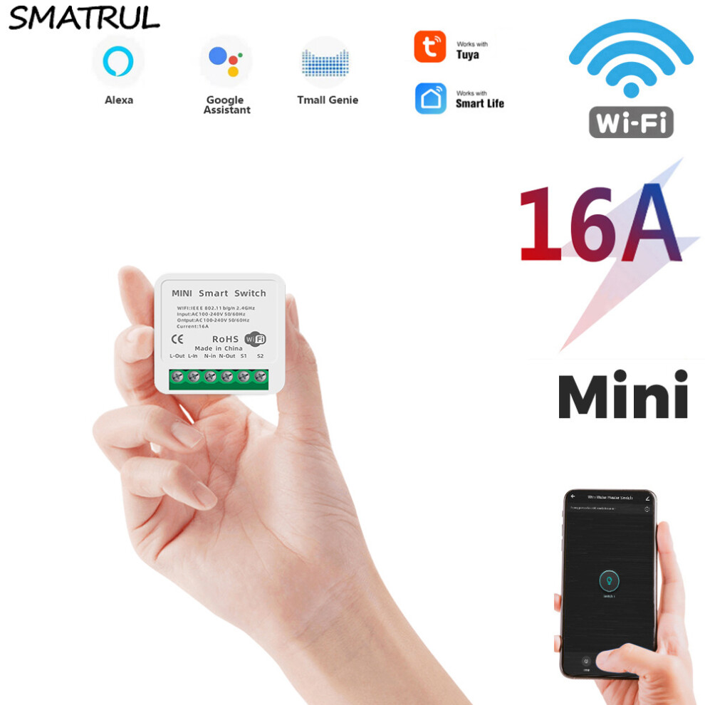 Smatrul 16A 10A Smart Wifi Light Switch Dual Control Voice Remote Control Switch Breaker Work With Amazon Google Home 6900077201901