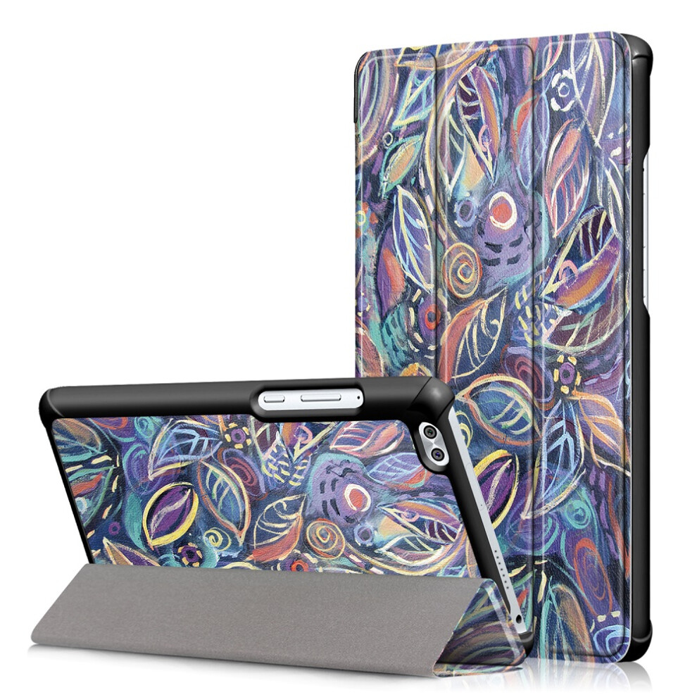 Tri Fold Colourful Leaf Case Cover For 8 Inch Huawei Honor Waterplay Tablet 3796737044796