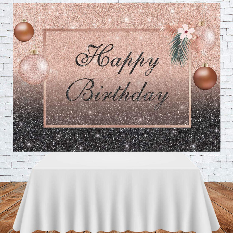 Birthday Photography Background Flash Backdrop For Adult Women Birthday Party Decorations Photo Booth Backdrops Pink/Black 750252990009