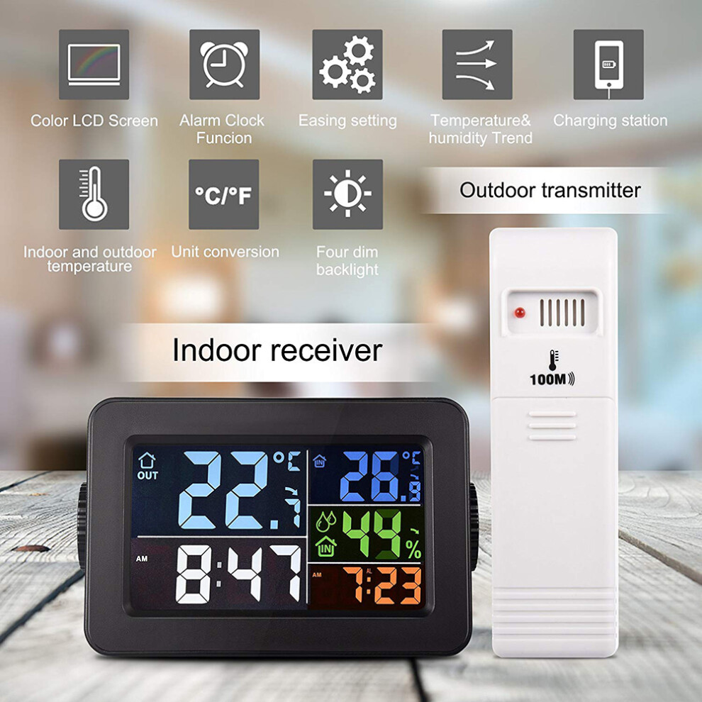 Bakeey Wireless Thermometer And Hygrometer Digital Display Rf Indoor And Outdoor Thermometer With Alarm Clock 6900078386072