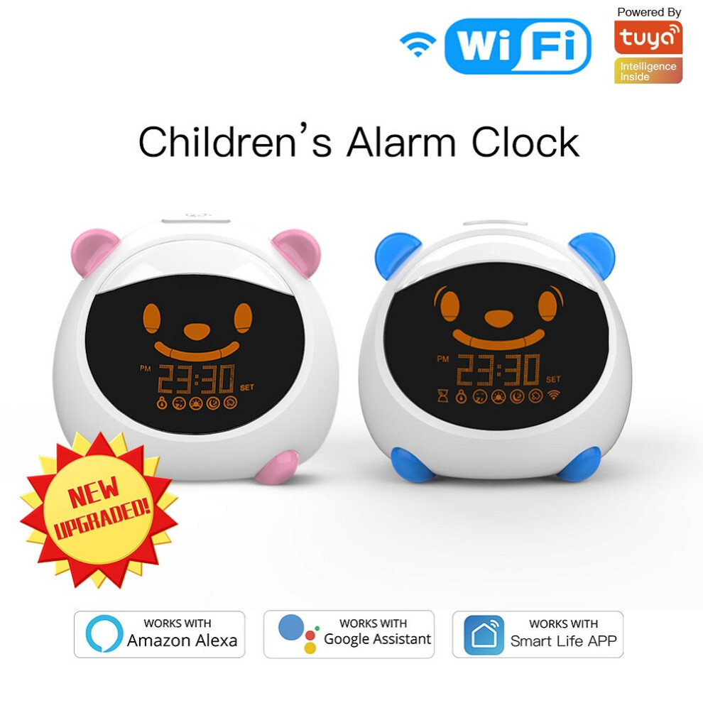 Moeshouse WiFi Smart Kids' Alarm Sleep Trainer Clock Light Sound Expression Smart Life Tuya App Voice Control with Alexa Google Home