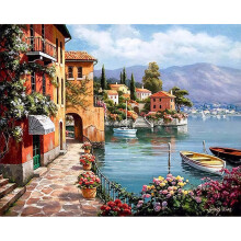 Frameless DIY Paint By Numbers Harbor Oil Painting 40*50cm Landscape Canvas Painting Home Decor For Living Room Wall Artwork