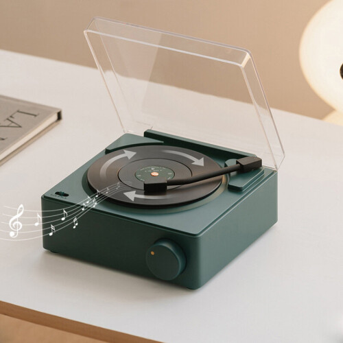 X11 Retro Record Player Model Portable Speaker bluetooth Speaker Rotation Button Alarm Clock Wireless Speaker 1