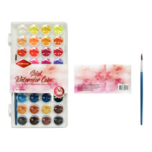 36 Colors Watercolor Paints Set Portable Plastic Box Travel Solid Pigment With Brush Pen Stationery Students Art Supplies