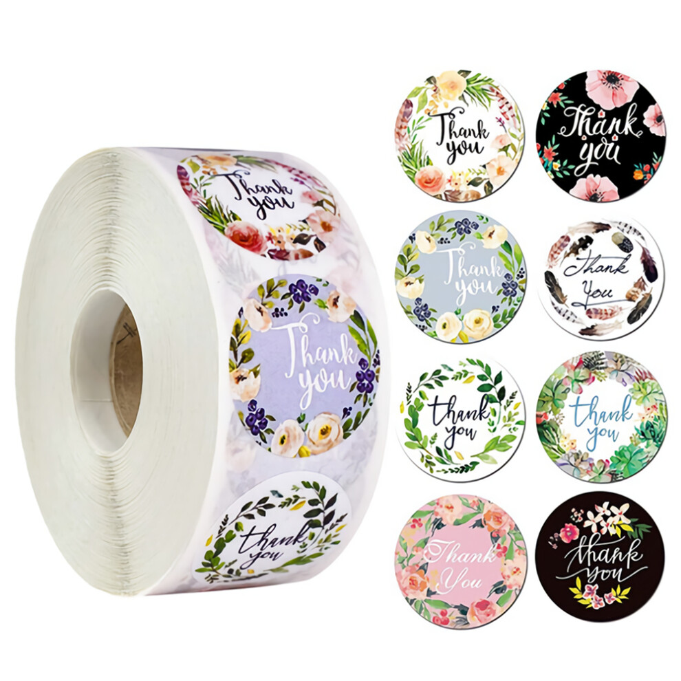 500pcs lot Round Floral Thank You Stickers Seal Labels for Wedding Favors Party Handmade Stickers Envelope Stationery Sticker