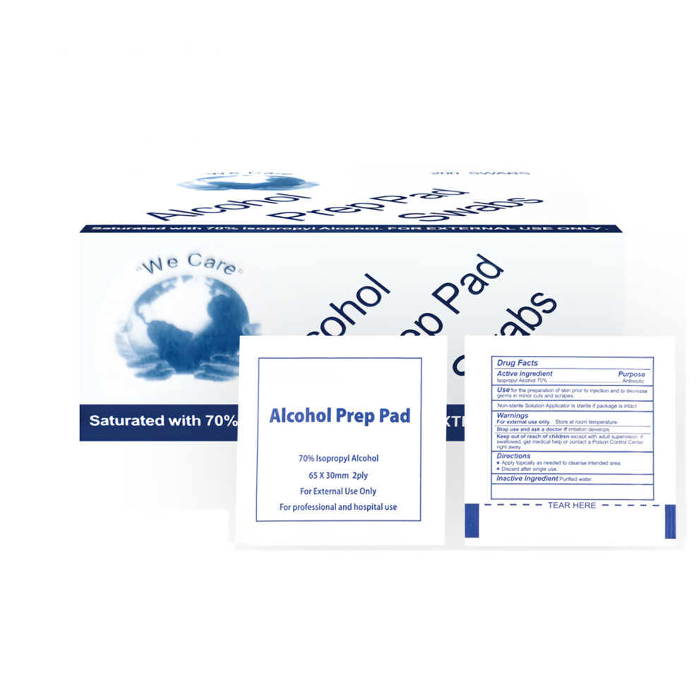 200 Pads box Disposable Alcohol Prep Pad 75% Alcohol Swabs Antiseptic Wipes Disposable Disinfection Sterilization Wipes Health Care Wet Wipes Paper