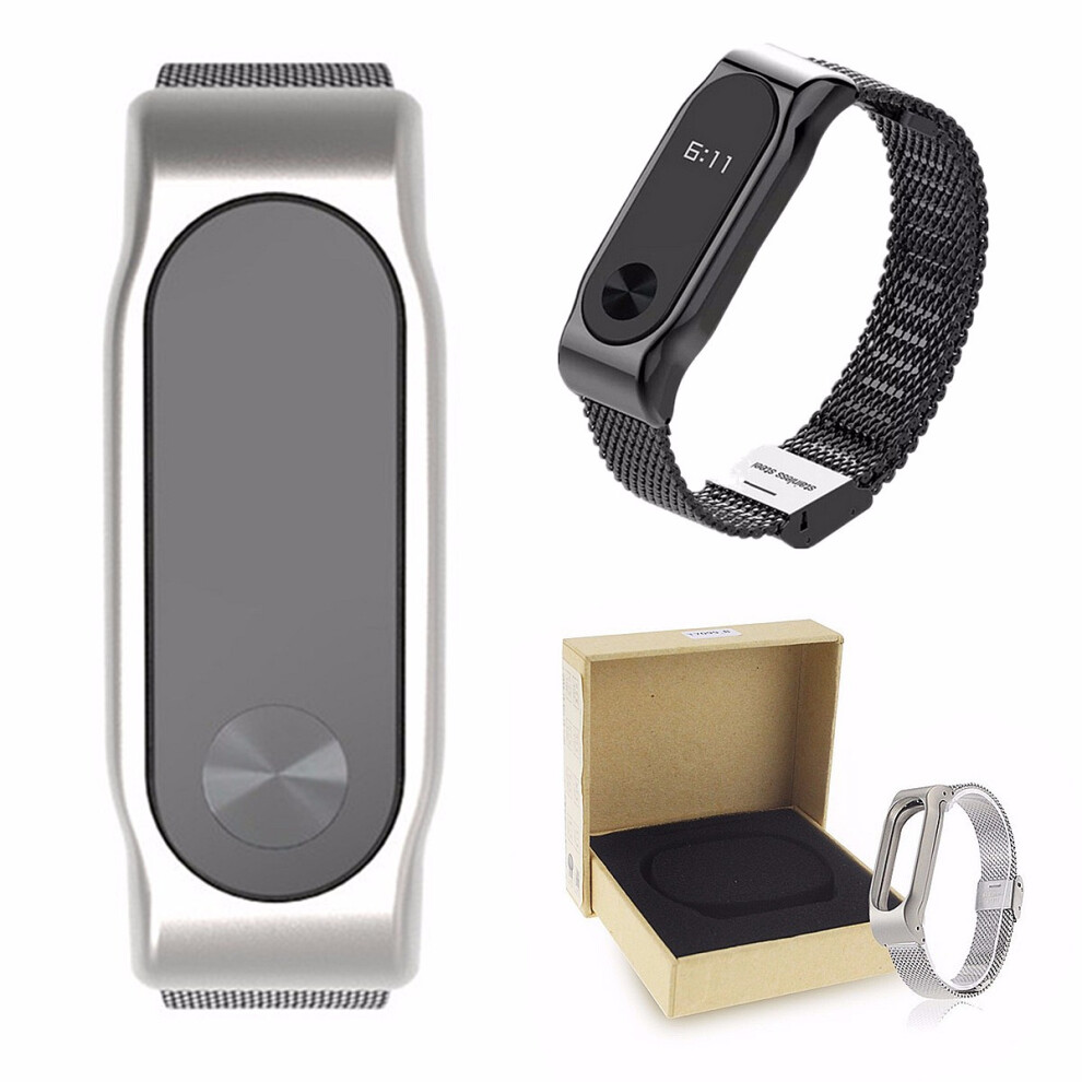 Replacement Stainless Steel Frame Bracelet Wristband For Xiaomi Miband 2 Silver 611029147302