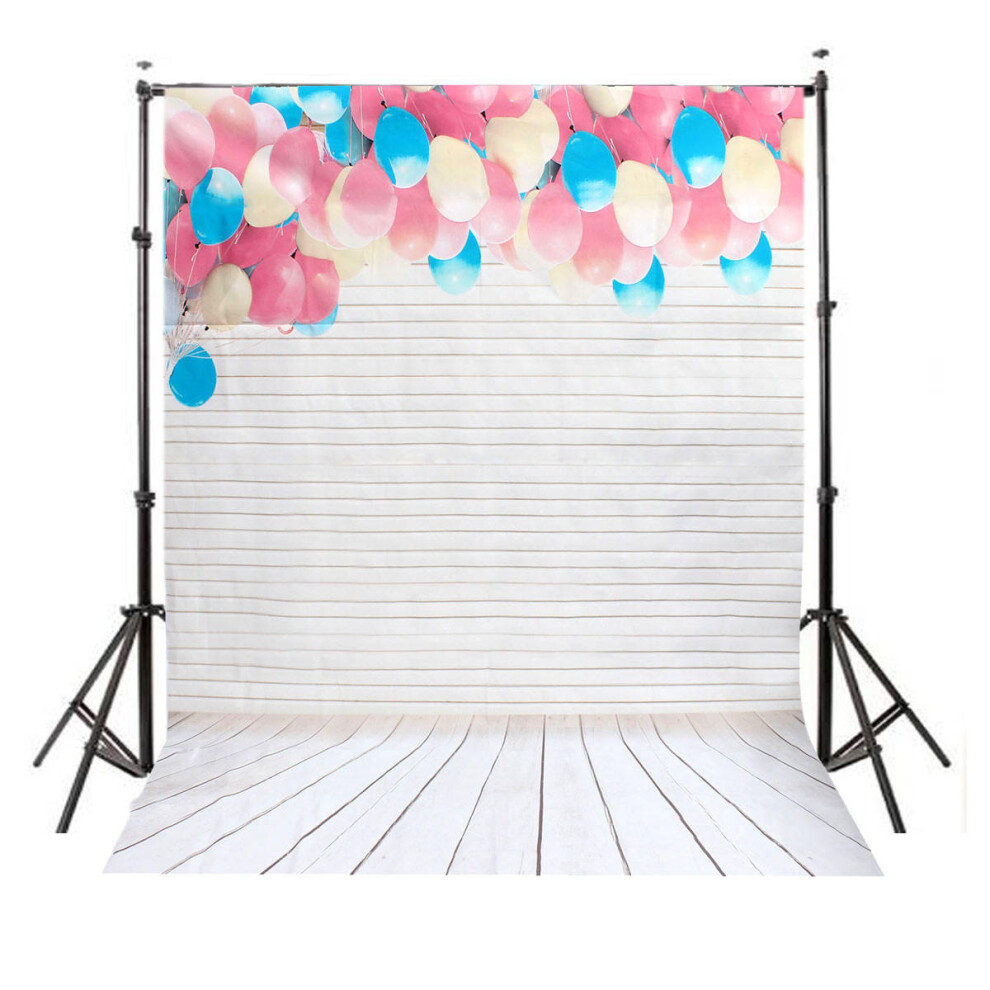 Mohoo 5X7ft Colorful Balloon Wood Floor Silk Backdrop Photography Background Studio Prop 649490701853