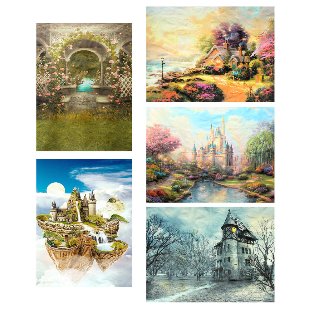 5X7ft 7X5ft Fairy Tale Winter Spring Sky Castle Photography Backdrop Studio Prop Background 831726953468