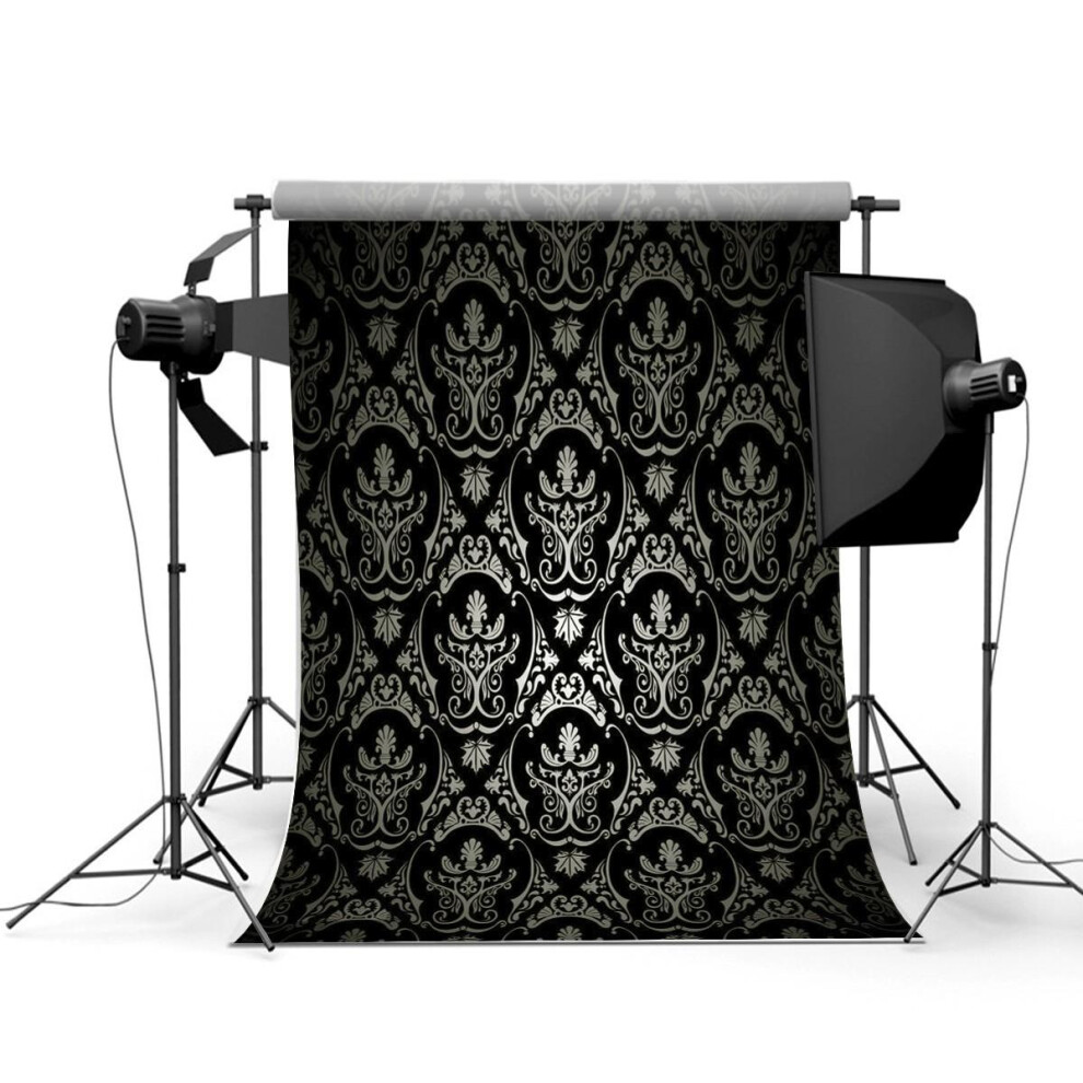 1.5X2.1m Photography Retro Damask Cloth Studio Props Background Vinyl Black 710954551489