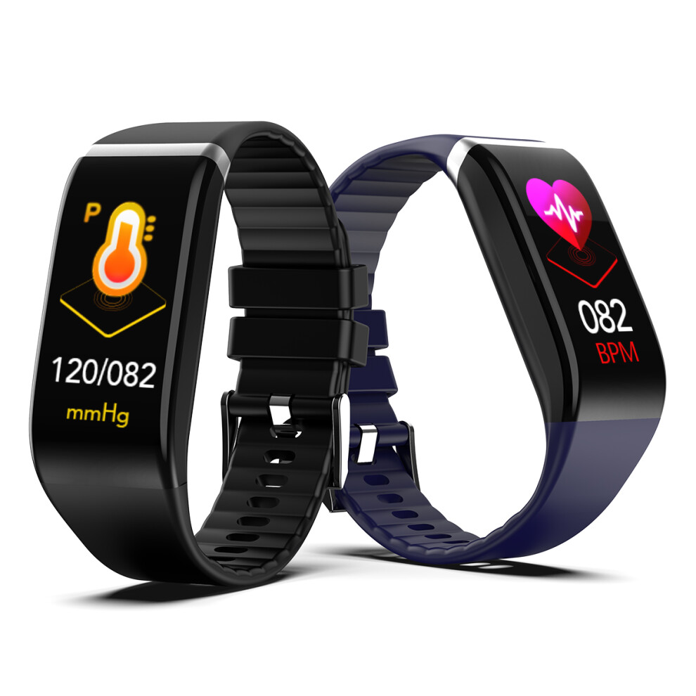 Bakeey C919 1.14' Big Screen Real Time Hr Blood Pressure 3D Dynamic Ui 20Days Standby Smart Watch Band Black/Blue 3345536170658