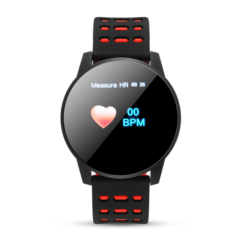 Bakeey 1.3' Color Screen Heart Rate Blood Pressure Oxygen Monitor Waterproof Social Message View Smart Watch Black/Red 825450311946