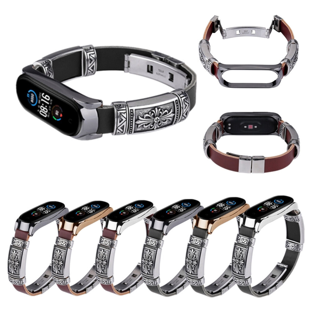 Bakeey Retro Embossing Butterfly Buckle Diy Adjustable Length Pu Leather Watch Band Strap Replacement For Xiaomi Mi Band 6 Mi Band 5 Non Original Yellow 6900084421910